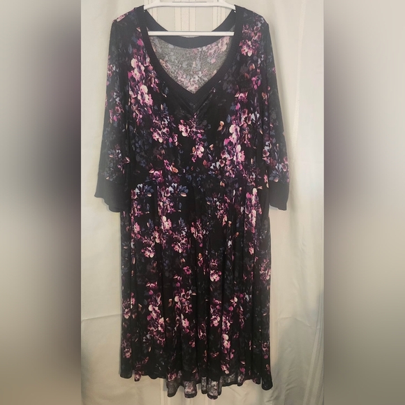 torrid Dresses & Skirts - Torrid Black and Purple Floral Midi Dress